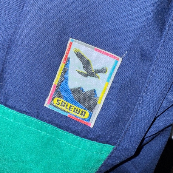 Vintage Salewa Outdoor Adventure Bibs - Blue and Green - Sz 50 - Picture 2 of 7